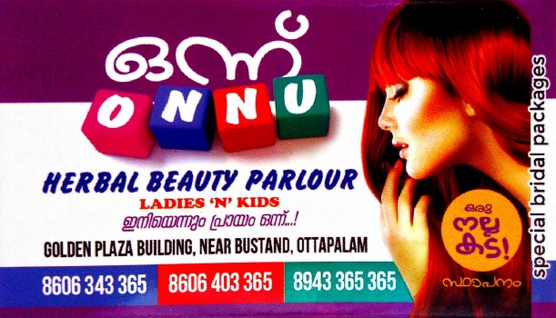 ONNU, BEAUTY PARLOUR,  service in Ottappalam, Palakkad