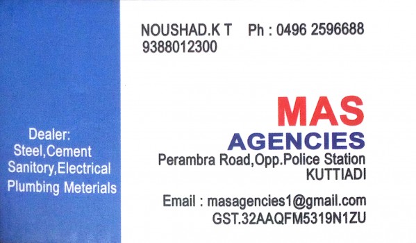 MAS AGENCIES, ELECTRICAL / PLUMBING / PUMP SETS,  service in Kuttiady, Kozhikode